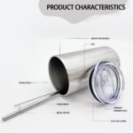 YOUKE OLA 16 Pack Tumblers Blanks Bulk Skinny Straight Tumbler Stainless Steel Double Wall Insulated Water Bottles with Lid & Straw for DIY Gift, 12oz Silver - Image 4