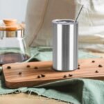 YOUKE OLA 16 Pack Tumblers Blanks Bulk Skinny Straight Tumbler Stainless Steel Double Wall Insulated Water Bottles with Lid & Straw for DIY Gift, 12oz Silver - Image 5