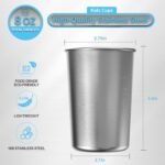 Stainless Steel Cups for Kids 7.8oz/230ml (6 Pack), Stainless Steel Tumbler, Kids Cups, Camping Stainless Steel Cups, Stackable Metal Drinking Glasses, BPA Free, Stackable, Durable. - Image 4