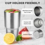 30 oz Tumbler with Lids and Straws, Stainless Steel Insulated Coffee Tumbler, Double Wall Vacuum Insulated Travel Mug Cup, Leakproof Thermal Coffee Cup for Hot and Cold Drinks(Silver) - Image 4