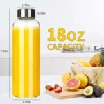 P&C GOODS Glass Juice Bottles with Lids Set of 8, Reusable Clear Glass Water Bottles 18oz with Stainless Steel Cap for Refrigerator, BPA Free and Leak Proof - Image 3