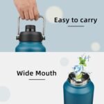 Half Gallon Jug with Handle,64 oz Insulated Water Bottle with Carrying Pouch,Double Wall Vacuum Stainless Steel Metal Bottle,Indigo Black - Image 4