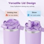 Navigate 30 oz Tumbler with Handle and Straw Lid,Twist On Lid and Flip Up Straw, Double Insulated Tumblers with Flip Straw and Top Handle, Insulated Water Bottle, Purple - Image 3