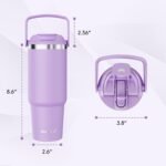 Navigate 30 oz Tumbler with Handle and Straw Lid,Twist On Lid and Flip Up Straw, Double Insulated Tumblers with Flip Straw and Top Handle, Insulated Water Bottle, Purple - Image 4