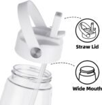 OLDLEY 32 oz Water Bottle with Straw, Leakproof Sports Water Bottle with Carry Strap, BPA-Free Large Water Bottles for Home,Travel, School, Outdoors, Gym, Tritan,Transparent - Image 3