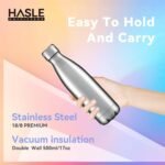 HASLE OUTFITTERS 17oz Stainless Steel Water Bottles, Vacuum Insulated Water Bottles Double Walled Reusable Metal Sports Water Bottles Keep Drinks Hot and Cold, Stainless, 1Pack - Image 4