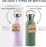 Bambaw Insulated Water Bottle 24oz, Blue Water Bottle for Hiking, Stainless Steel Water Bottle, Water Bottle with Handle, Metal Water Bottle Wide Mouth, Steel Water Bottle – Aegean Blue - Image 5