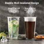 Freshmage 16oz Double Walled Insulated Tumblers (4 Pack), Tumbler Cups Keep Drinks Cold & Hot, Crystal Clear Reusable Plastic Cups, BPA-Free Plastic Drinking Glasses, Dishwasher Safe - Image 3