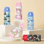 Ntswasd Girls Insulated Water Bottle with Covered Pop-Up Straw,16 oz Kids Cups with Stainless Steel Leak Proof for School（2 pack,Unicorn+Unicorn） - Image 6