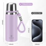 Stainless Steel thermo Bottles with cup 700ml/23.7oz Vacuum Insulated Bottle for hot and cold coffee drink water thermo flask with cup.(Purple,700ml) - Image 3