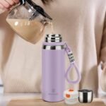 Stainless Steel thermo Bottles with cup 700ml/23.7oz Vacuum Insulated Bottle for hot and cold coffee drink water thermo flask with cup.(Purple,700ml) - Image 7