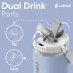 CAROTE 3-Pack Insulated Stainless Steel Water Bottles, Cup Holder Compatible for Travel, Upgraded Leak Proof, 32/32/40 oz Built-In Straw Tumblers Set for Daily Use/Outdoor (Blue) - Image 4