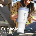 CAROTE 3-Pack Insulated Stainless Steel Water Bottles, Cup Holder Compatible for Travel, Upgraded Leak Proof, 32/32/40 oz Built-In Straw Tumblers Set for Daily Use/Outdoor (Blue) - Image 6