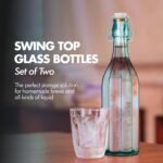 Amici Home Faceted Hermetic Glass Bottles | Eco-Friendly Swing Top Glass Bottles | Flip Top Glass Bottle with Airtight Cap | Glass Bottles with Caps - Dishwasher Free (Set of 2, 17 Oz) - Image 3