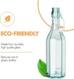 Amici Home Faceted Hermetic Glass Bottles | Eco-Friendly Swing Top Glass Bottles | Flip Top Glass Bottle with Airtight Cap | Glass Bottles with Caps - Dishwasher Free (Set of 2, 17 Oz) - Image 6