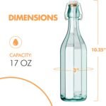 Amici Home Faceted Hermetic Glass Bottles | Eco-Friendly Swing Top Glass Bottles | Flip Top Glass Bottle with Airtight Cap | Glass Bottles with Caps - Dishwasher Free (Set of 2, 17 Oz) - Image 8