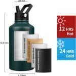 YONICOER Insulated Water Bottle 64oz,Triple Wall Vacuum Stainless Steel(Dishwasher Safe),Leak Proof & Non-BPA,Flask Jug with Paracord Handle & Straw Spout Lids Sports Green - Image 3
