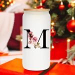 Personalized Gifts for Women, Monogrammed Frosted Glass Tumbler with Straw and Lid, Cute Customized Mug, Custom Initial Iced Coffee Glasses, Customizable Drinking Cup, Birthday Teacher Woman, R - Image 7