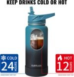 RUBYFLASK 32oz Insulated Water Bottle with Straw, Stainless Steel Metal Vacuum Water Flask, Large Thermal Water bottle with Leakproof 3 Lids for Travel, Camping, Gym Sports Black Gray - Image 5