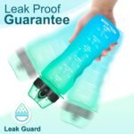 24 OZ Motivational Kids Water Bottle With Time Marker,Straw Lid,Leak Proof, Tritan BPA Free Sports Water Bottle Green-Blue(1 Lid) - Image 4