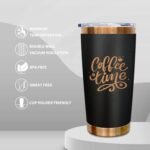 FunTrans 20 oz Tumblers Stainless Steel Tumbler with Lid and Straw Insulated Coffee Mug for Laser Graving 20oz Powder Coated Cup(Black,1 pack) - Image 4