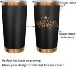 FunTrans 20 oz Tumblers Stainless Steel Tumbler with Lid and Straw Insulated Coffee Mug for Laser Graving 20oz Powder Coated Cup(Black,1 pack) - Image 5