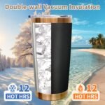FunTrans 20 oz Tumblers Stainless Steel Tumbler with Lid and Straw Insulated Coffee Mug for Laser Graving 20oz Powder Coated Cup(Black,1 pack) - Image 6