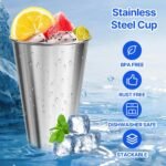 Set of 8 Stainless Steel Cups,16oz Stackable Metal Drinking Cups, Stacking Beer Pint Cups for Home, Party, Camping, Outdoor - Image 3