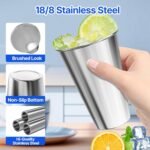 Set of 8 Stainless Steel Cups,16oz Stackable Metal Drinking Cups, Stacking Beer Pint Cups for Home, Party, Camping, Outdoor - Image 4