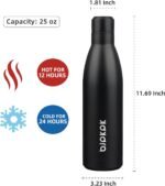 BJPKPK 25oz Insulated Water Bottle Double Wall Vacuum Insulated Stainless Steel Water Bottles for Spots Keep Cold and Hot,Midnight Black - Image 3