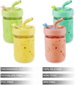 PandaEar Kids & Toddler Glass Cups, 4 Pack Glass Mason Jar Cups 8.45 oz with Silicone Sleeves & Straws, Toddler Spill-Proof Smoothie & Snack Cups - Image 6