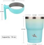Konokyo 10 oz Tumbler with Handle and 2 Straw 2 Lid, Insulated Water Bottle Stainless Steel Vacuum Cup Reusable Travel Mug, Mint - Image 5