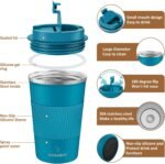 MOMSIV 12oz Travel Mug, Insulated Coffee Cup with Leakproof Lid, Travel Coffee Mug Vacuum Stainless Steel Double Walled Reusable Coffee Cup for Hot and Cold Water Coffee - Image 3