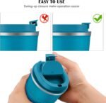 MOMSIV 12oz Travel Mug, Insulated Coffee Cup with Leakproof Lid, Travel Coffee Mug Vacuum Stainless Steel Double Walled Reusable Coffee Cup for Hot and Cold Water Coffee - Image 6