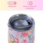 12oz Vacuum Insulated Wine Tumbler, Stainless Steel Flower Cup with Lid, Womens Birthday Friendship Christmas Gifts for Friend Coworkers Mom Teacher Sister Girlfriend Her Unique - Image 6