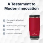 Chill and Brew Bluetooth Speaker Cup, Insulated Can and Bottle Holder for Hot or Cold Drinks, Double Wall Stainless Steel Drinkware, Fits 12 oz Cans or 14 oz Liquid, Red - Image 5