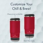 Chill and Brew Bluetooth Speaker Cup, Insulated Can and Bottle Holder for Hot or Cold Drinks, Double Wall Stainless Steel Drinkware, Fits 12 oz Cans or 14 oz Liquid, Red - Image 6