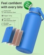 TOURIT 40 oz Insulated Water Bottle, Stainless Steel Sports Water Bottles With Top Handle, Double-Wall Travel Thermal Water Flask, BPA Free Leakproof Water Bottle for Sports, Midnight Blue - Image 3