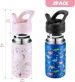 2 Pack Kids Water Bottle,14oz Stainless Steel Insulated Water Tumbler Leak-Proof,School Water Mug,Small and Portable,Suitable for Boys and Girls to Use(Blue dinosaur + Pink unicorn) - Image 4