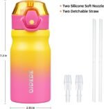 BJPKPK Water Bottle with Straw 14oz Insulated Water Bottles Reusable Stainless Steel Metal Thermal Flask with Leak Proof Lockable Lid and Carry Handle,Rainbow - Image 5