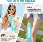 SipZest 32 oz Glass Water Bottle with Straw - Motivational Time Marker & Silicone Sleeve - Reusable Tumbler Includes 2 Bamboo Lids & Fruit Infuser - 1 Pack - Image 6