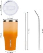 BJPKPK 30oz Stainless Steel Vacuum Insulated Tumbler Set Double Wall Travel Mug Coffee Cup with Metal Straws, Splashproof Lids,Coral - Image 5
