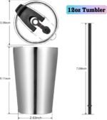 VEGOND 12oz Tumbler Stainless Steel Tumbler bulk Vacuum Insulated Double Wall Travel Tumbler with Lid and Straw Reusable Tumbler, Stainless 1 Pack - Image 4