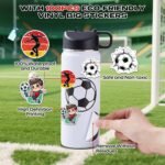 RhythmFit Soccer Gifts for Boys – 18 oz Soccer Water Bottle with 100 PCS Stickers, Stainless Steel Insulated Bottle, Sports Gear & Stuff for for Boys - Image 4