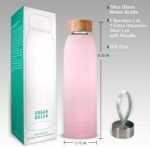 Glass Water Bottle with Protective Silicone Sleeve and Bamboo Lid Urban green, 18oz, 1extra 304 Stainless Steel Lid with Handle, BPA Free, Dishwasher Safe, Valentine Gift - Image 3