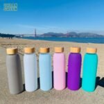 Glass Water Bottle with Protective Silicone Sleeve and Bamboo Lid Urban green, 18oz, 1extra 304 Stainless Steel Lid with Handle, BPA Free, Dishwasher Safe, Valentine Gift - Image 6