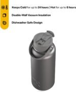 RTIC 32oz Outback Water Bottle, Ceramic Lined, Insulated, Stainless Steel, Double Wall Vacuum-Insulation, Leak-Proof Lid, BPA-Free Water Flask Hiking, Running, Sports, Outdoor, Graphite - Image 3