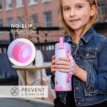 Elemental Iconic Kids Water Bottle for School - 100% Leak-Proof Insulated Water Bottles with Straw Lid & Pop-It Handle for Boys & Girls - Triple-Wall Insulated & BPA-Free, 14oz – Lilac Tie Dye - Image 4