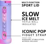 Elemental Iconic Kids Water Bottle for School - 100% Leak-Proof Insulated Water Bottles with Straw Lid & Pop-It Handle for Boys & Girls - Triple-Wall Insulated & BPA-Free, 14oz – Lilac Tie Dye - Image 6