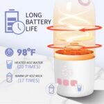 Portable Bottle Warmer, Large 12oz Capacity with Dual Heating Modes for Breast Milk & Water, Smart Temperature Control, Long Battery Life, Bottle Warmer for Outdoor, Airplane & Car Travel, Pink - Image 4